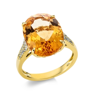 Fashion Farbstein Ring  4er-Krappe 18kt Gelbgold 