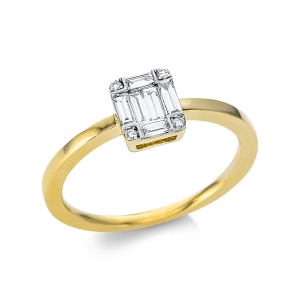 Ring  18kt Gelbgold Fassung rhodiniert mit 0,30ct Diamanten