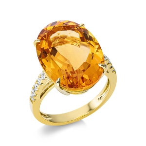 Fashion Farbstein Ring  4er-Krappe 18kt Gelbgold 