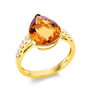 Fashion Farbstein Ring  3er-Krappe 18kt Gelbgold 