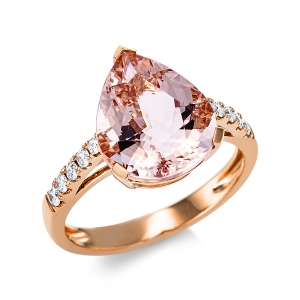 Fashion Farbstein Ring  3er-Krappe 18kt Rotgold 