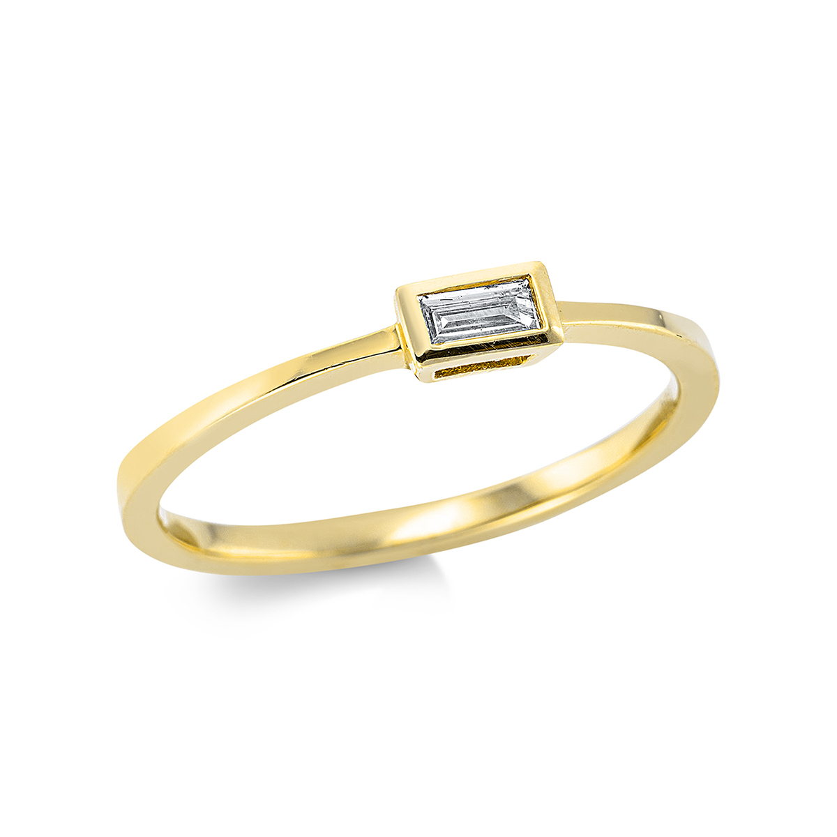 Solitaire Ring Zarge 18kt Gelbgold mit 0,07ct Diamanten