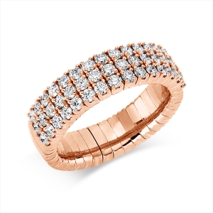 Pavé Ring 4er-Krappe 18kt Gelbgold Flex-Band, variabel mit 1,16ct Diamanten