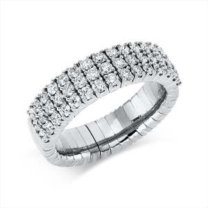 Pavé Ring 4er-Krappe 18kt Gelbgold Flex-Band, variabel mit 1,16ct Diamanten