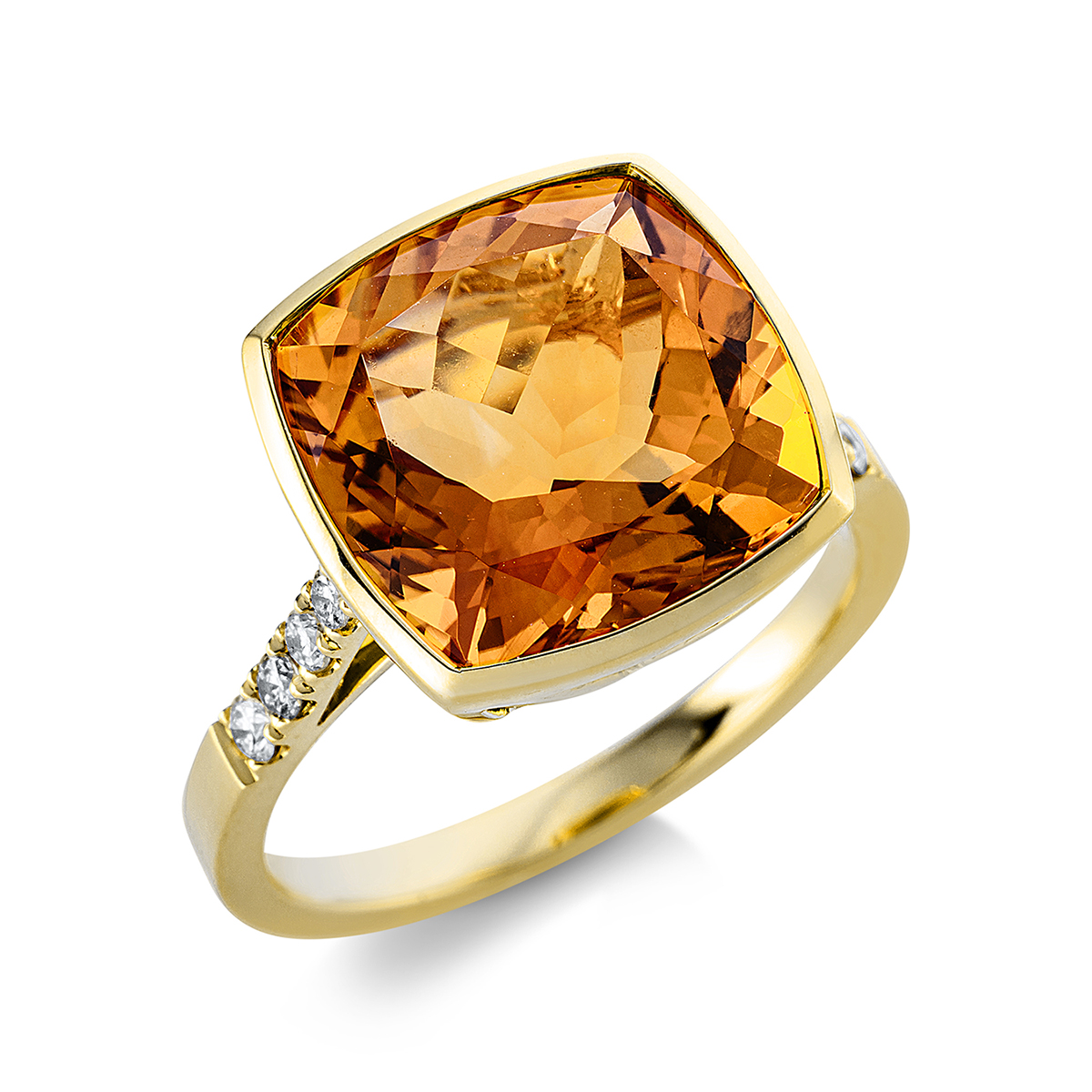 Fashion Farbstein Ring  Zarge 18kt Gelbgold 