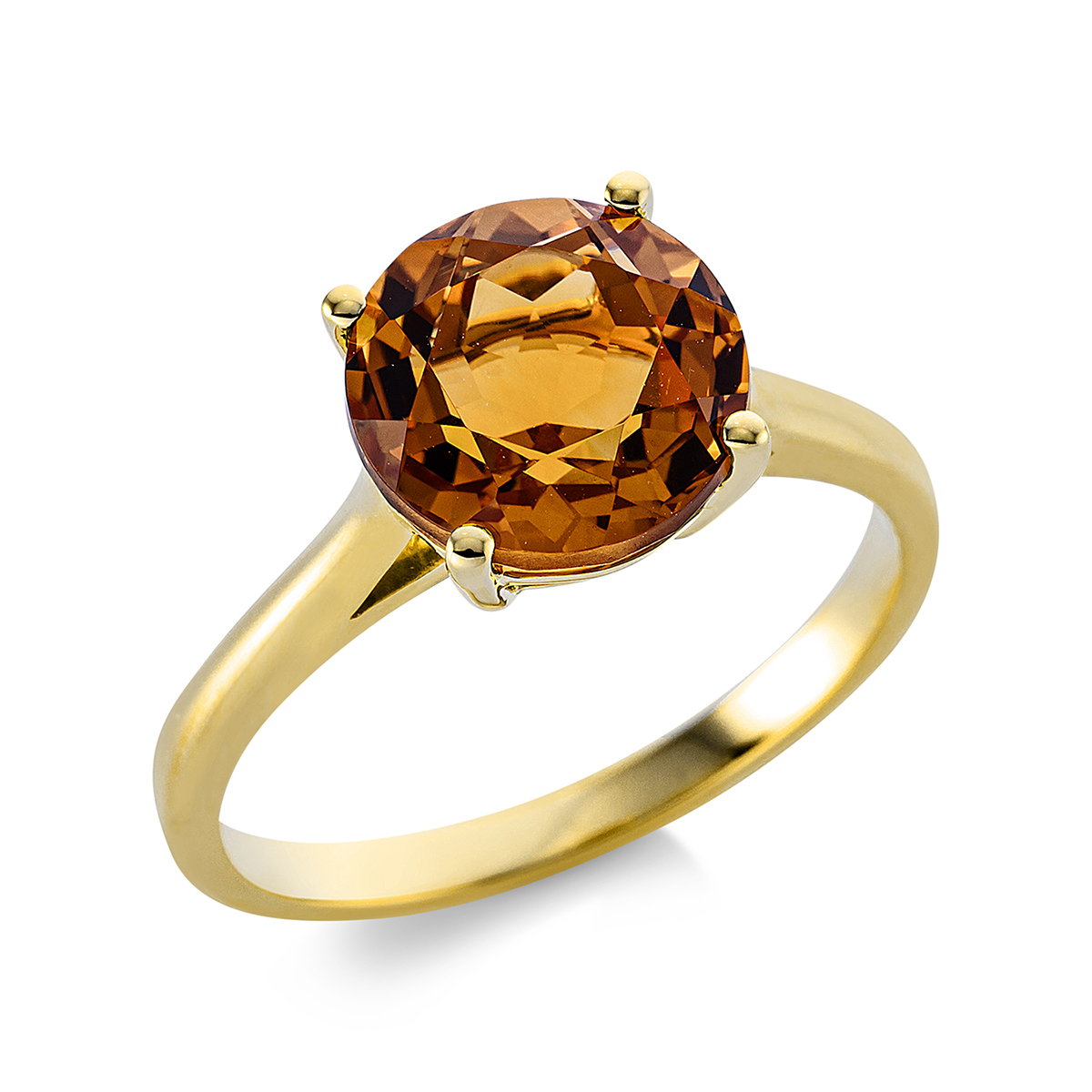 Fashion Farbstein Ring  4er-Krappe 18kt Gelbgold 