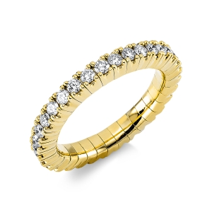 Infinity Memoire Ring 4er-Krappe 18kt Gelbgold Flex-Band, variabel mit 0,93ct Diamanten