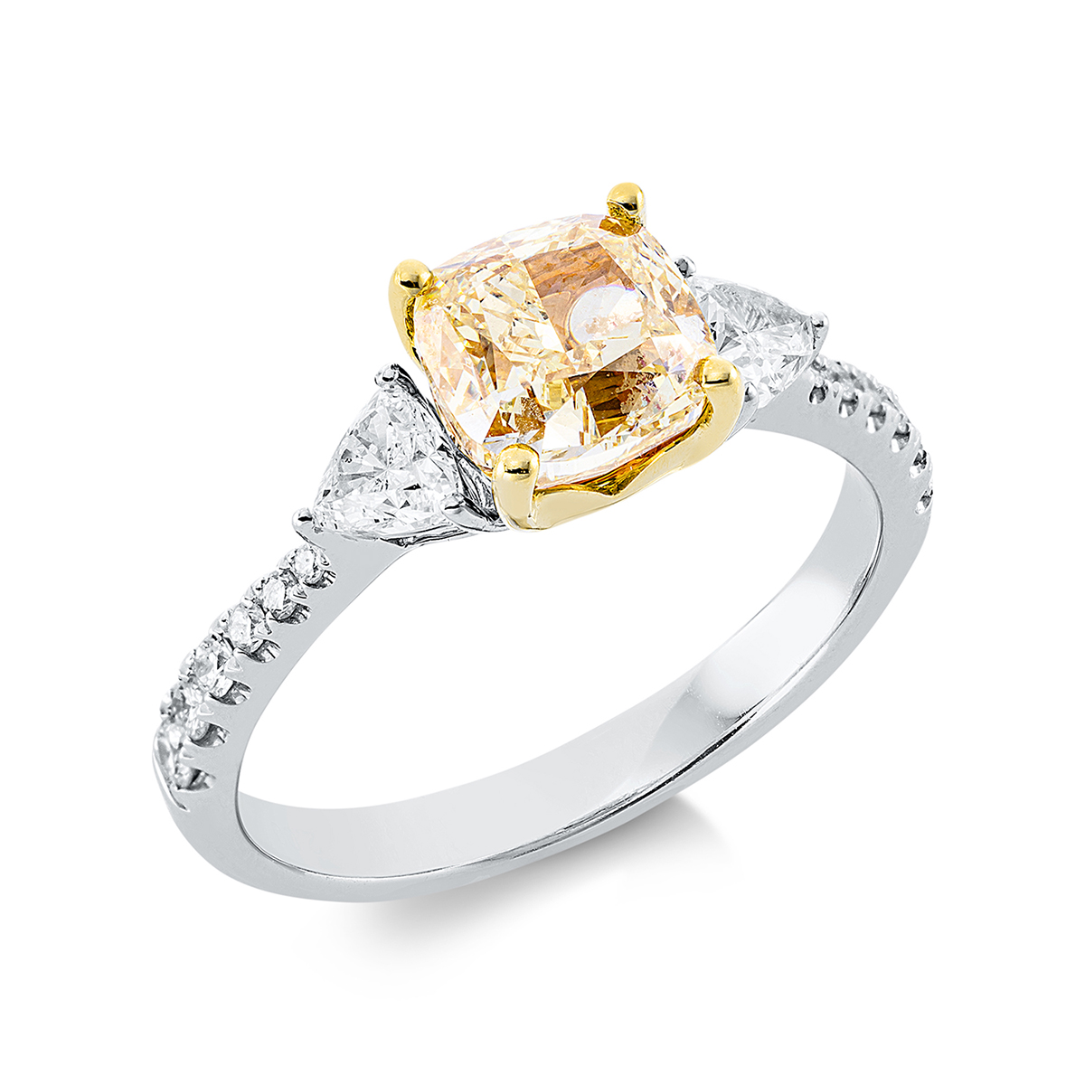 Ring 4er-Krappe 18kt Weißgold / Gelbgold GIA1196625364 mit 2,57ct Diamanten