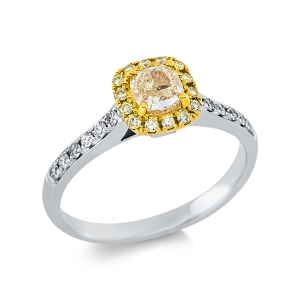 Ring 4er-Krappe 18kt Weißgold / Gelbgold GIA2478789778 mit 0,99ct Diamanten