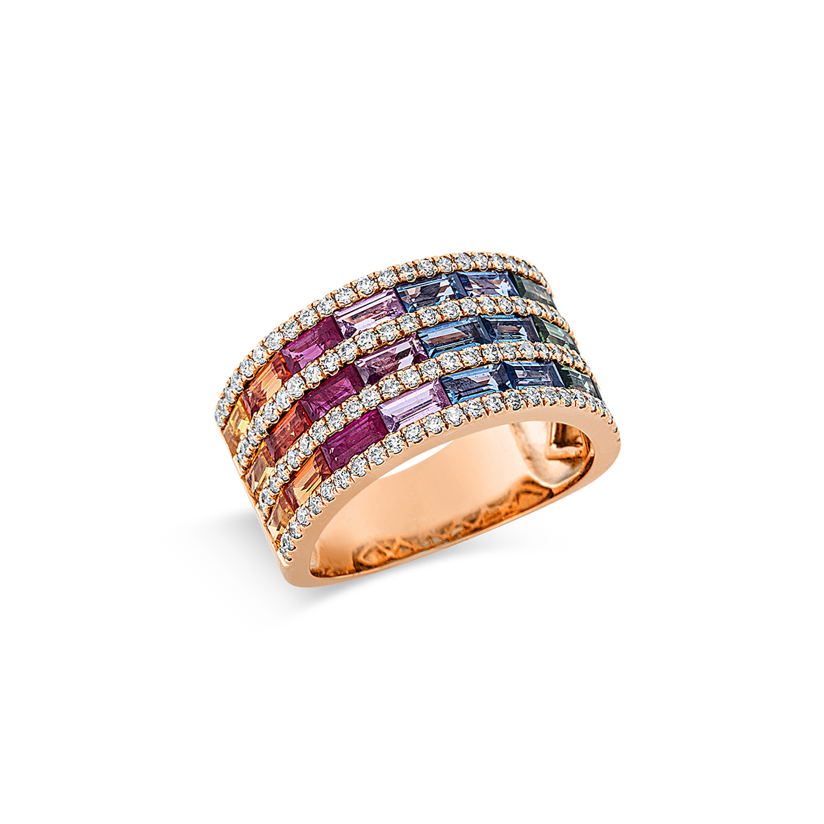 Rainbow Ring  18kt Rotgold mit Farbstein