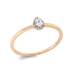 Solitaire Ring mit Seitenbesatz 18kt Rotgold mit 0,13ct Diamanten