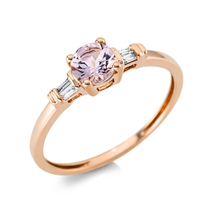 Fashion Farbstein Ring  4er-Krappe 18kt Rotgold 