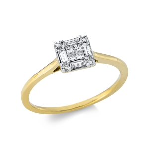 Ring  18kt Gelbgold Fassung rhodiniert mit 0,28ct Diamanten