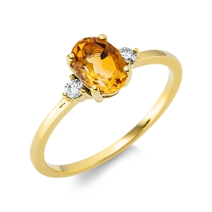 Fashion Farbstein Ring  4er-Krappe 18kt Gelbgold 