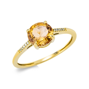 Fashion Farbstein Ring  4er-Krappe 18kt Gelbgold 