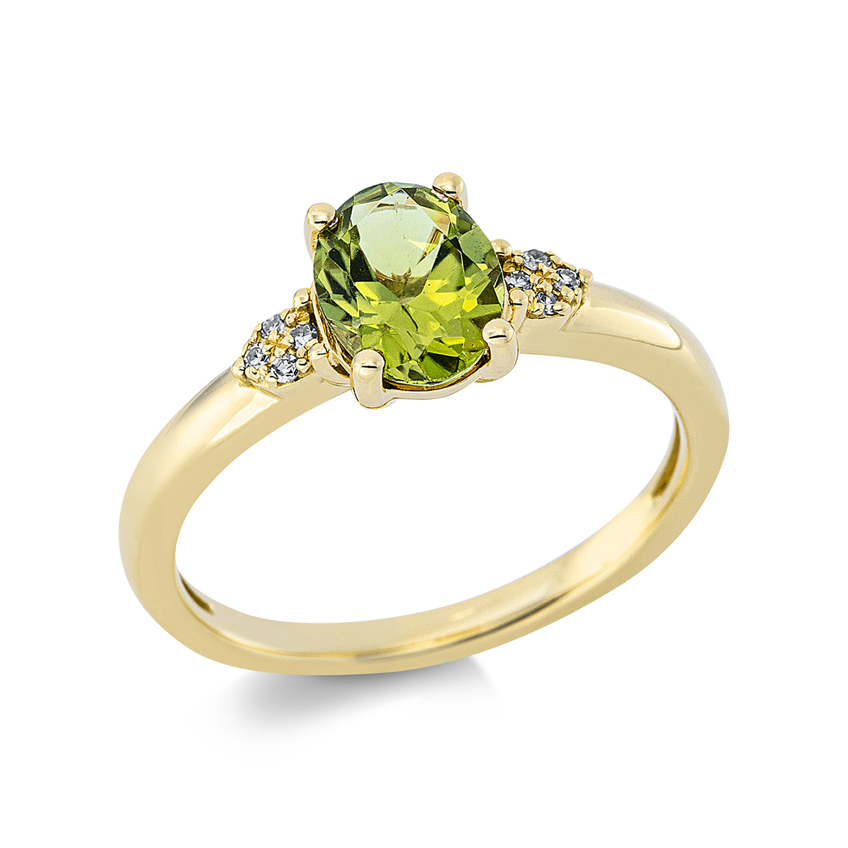 Fashion Farbstein Ring  4er-Krappe 18kt Gelbgold 