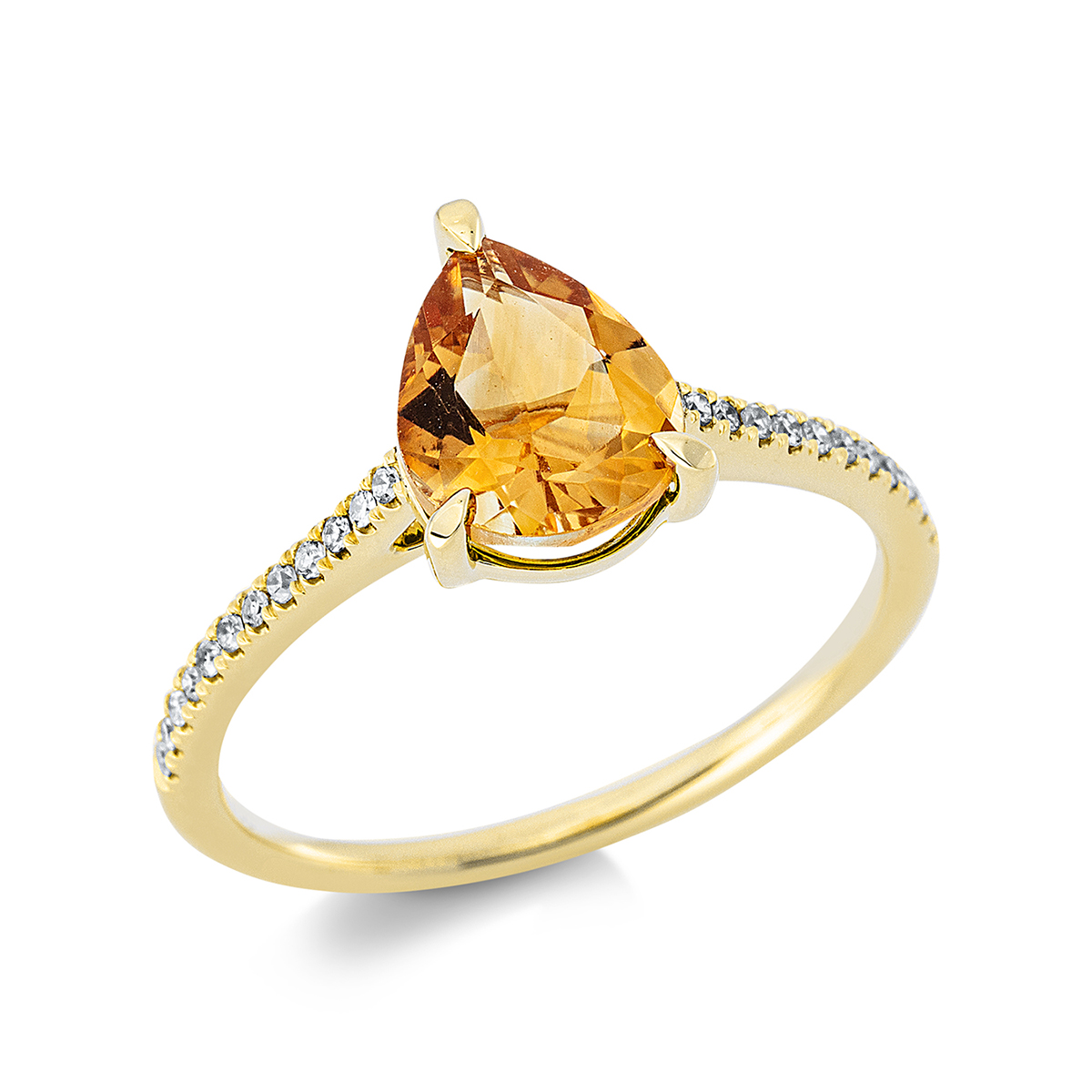 Fashion Farbstein Ring  3er-Krappe 18kt Gelbgold 