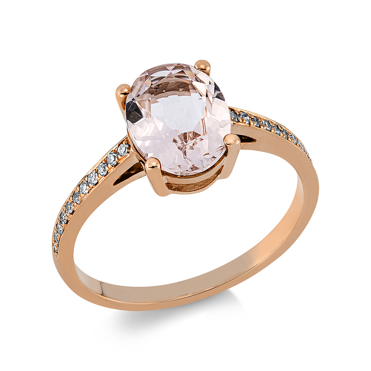 Fashion Farbstein Ring  4er-Krappe 18kt Rotgold 