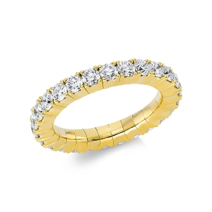 Infinity Memoire Ring 4er-Krappe 18kt Gelbgold Flex-Band, variabel mit 2,05ct Diamanten