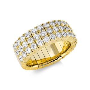 Pavé Ring 4er-Krappe 18kt Gelbgold Flex-Band, variabel mit 2,04ct Diamanten