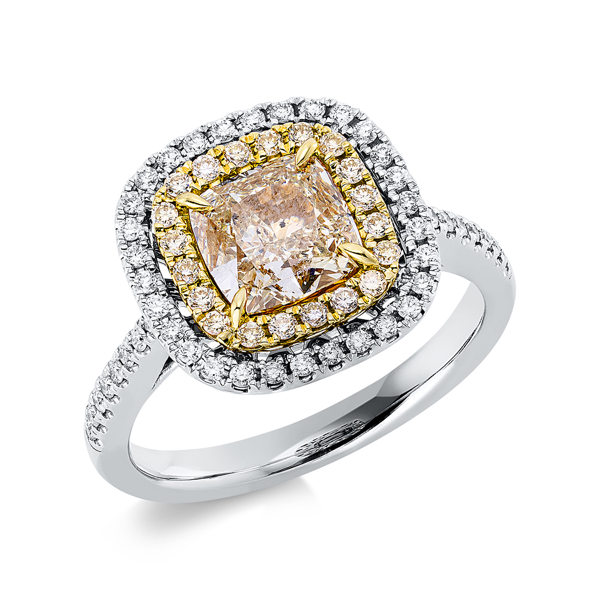 Ring 4er-Krappe 18kt Weißgold / Gelbgold GIA 1159481740 mit 1,94ct Diamanten