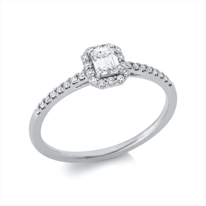 Solitaire Ring mit Seitenbesatz 18kt Weißgold mit 0,38ct Diamanten