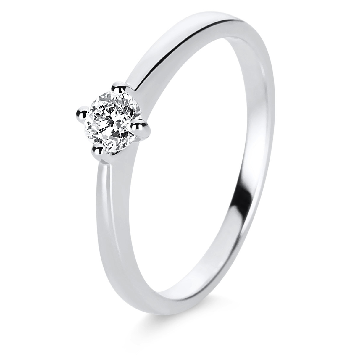 Solitaire Ring 4er-Krappe 14kt Weißgold mit 0,24ct Diamanten