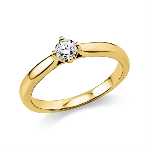 Solitaire Ring 4er-Krappe 14kt Gelbgold mit 0,20ct Diamanten