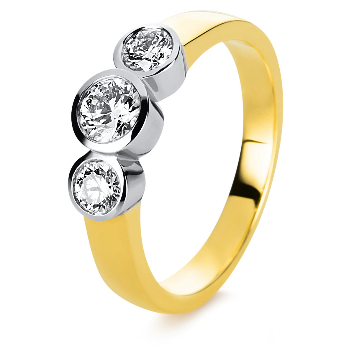 Ring Zarge 18kt Gelbgold / Weißgold mit 0,68ct Diamanten