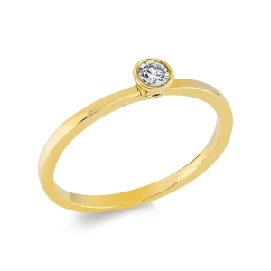 Solitaire Ring Zarge 18kt Gelbgold mit 0,11ct Diamanten