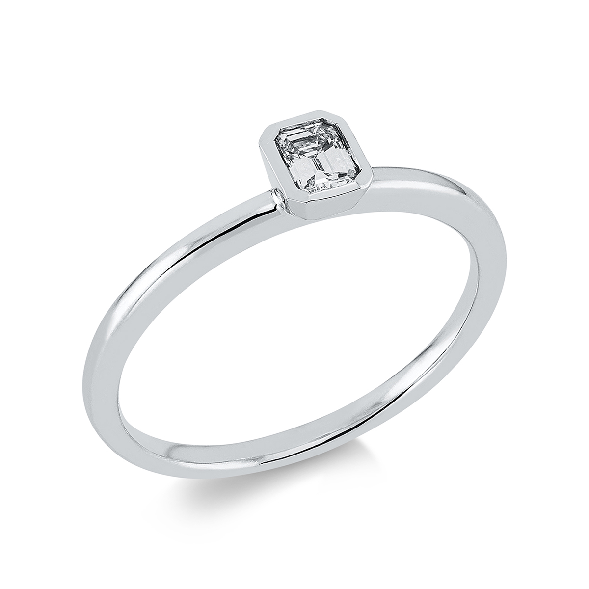 Solitaire Ring Zarge 18kt Weißgold mit 0,22ct Diamanten