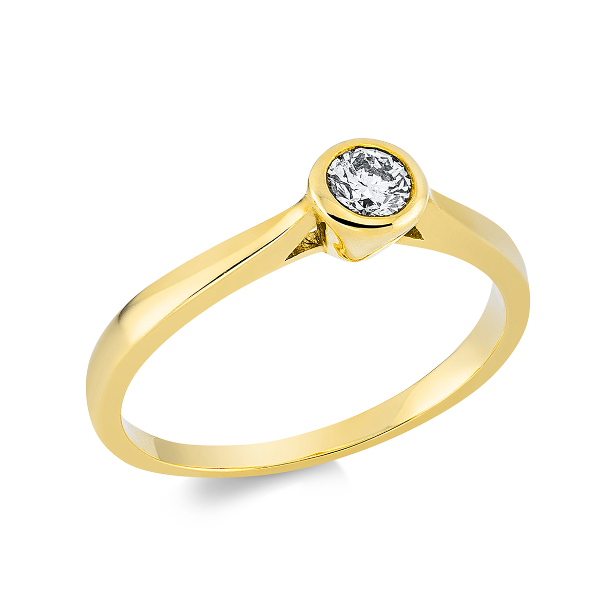 Solitaire Ring Zarge 18kt Gelbgold mit 0,21ct Diamanten