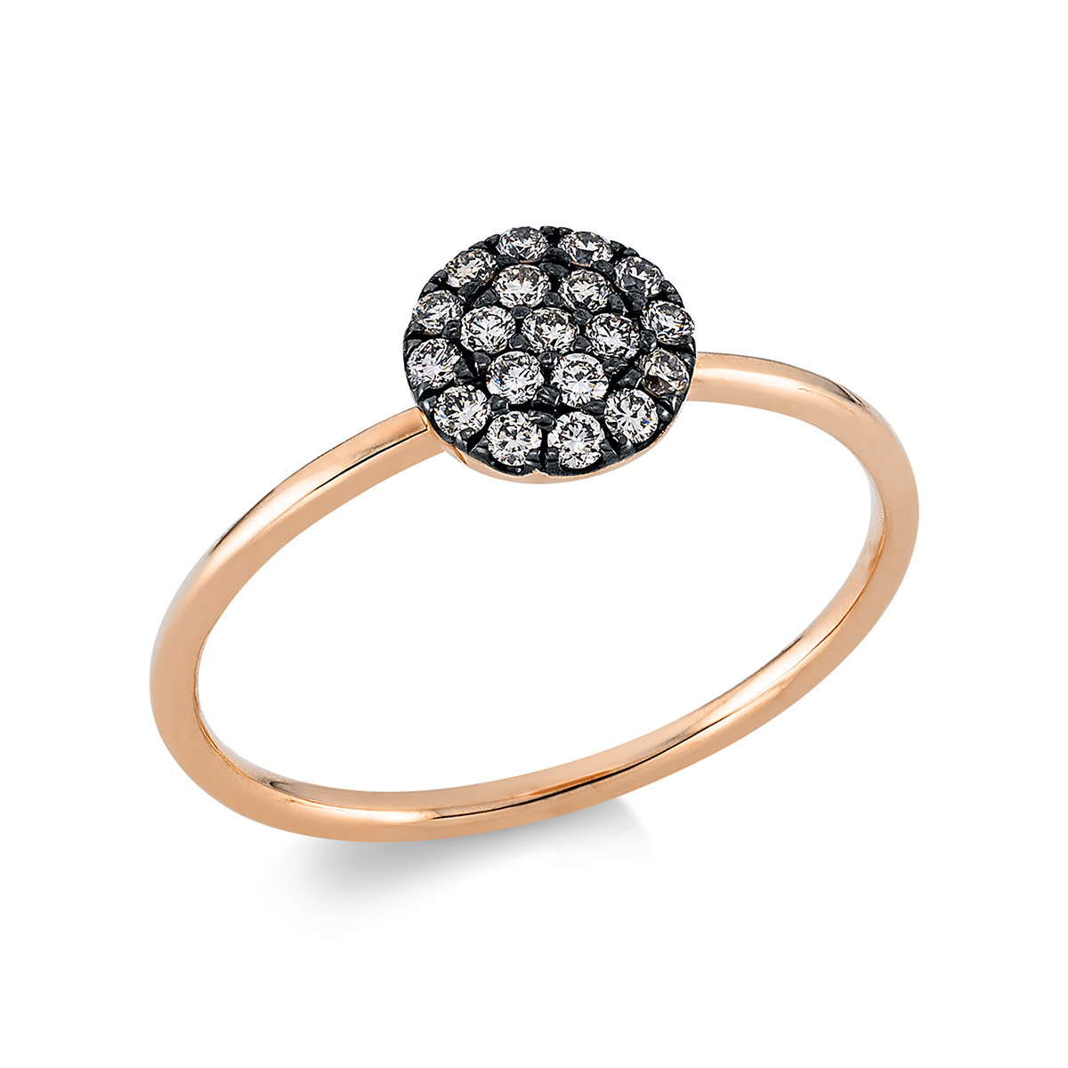 Pavé Ring  18kt Rotgold teils schwarz rhodiniert mit 0,21ct Diamanten