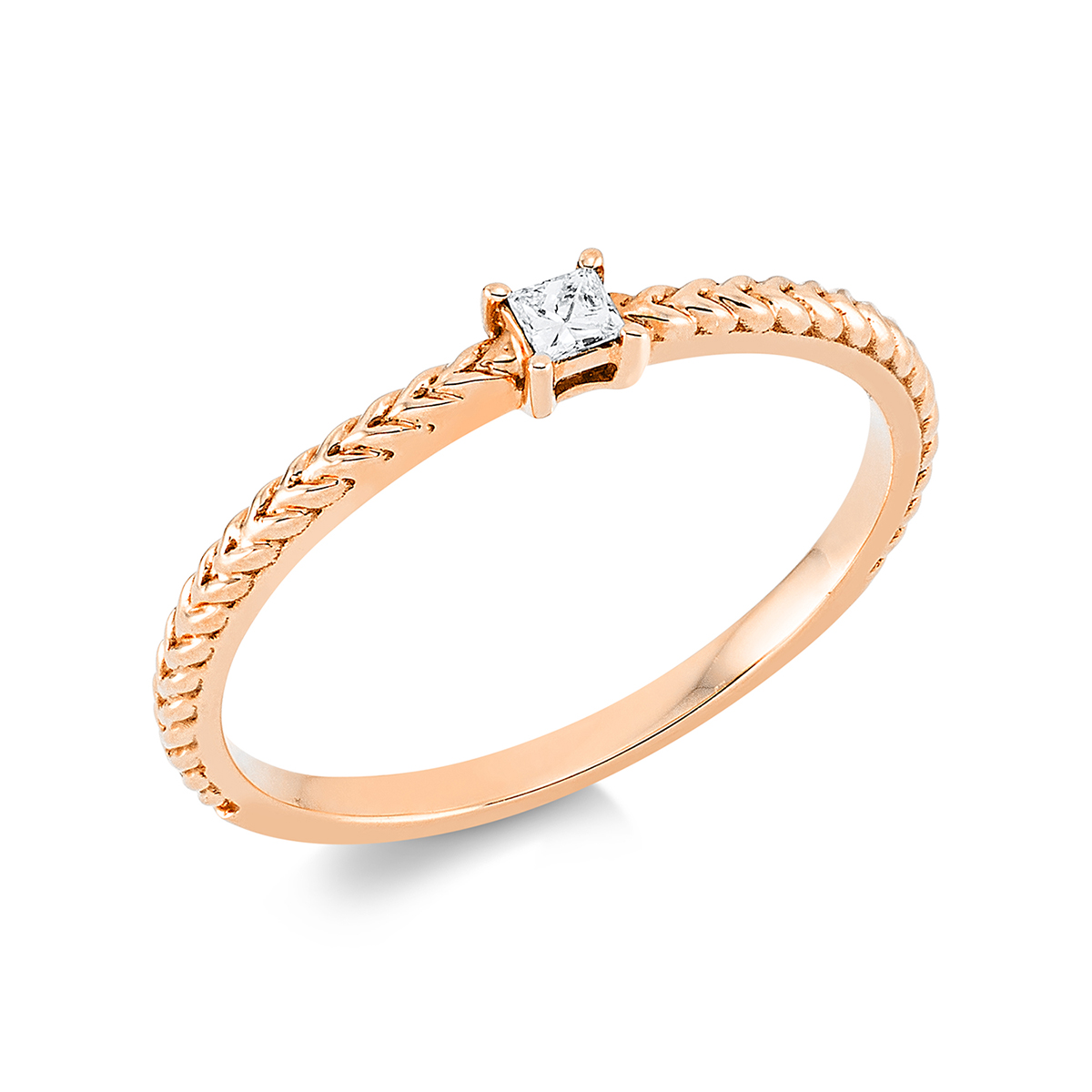 Solitaire Ring  18kt Rotgold mit 0,04ct Diamanten