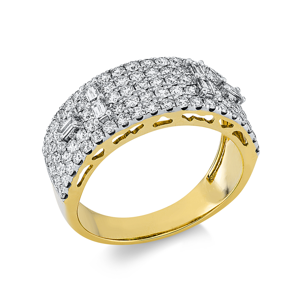 Ring  18kt Gelbgold Fassung rhodiniert mit 1,21ct Diamanten