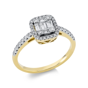 Ring  18kt Gelbgold Fassung rhodiniert mit 0,43ct Diamanten