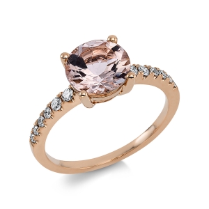 Fashion Farbstein Ring  4er-Krappe 18kt Rotgold 