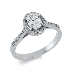 Solitaire Ring mit Seitenbesatz4er-Krappe 14kt Weißgold HRD 230000093292 mit 0,72ct Diamanten