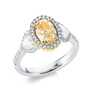 Ring 4er-Krappe 18kt Weißgold / Gelbgold GIA 1463067747 mit 2,47ct Diamanten