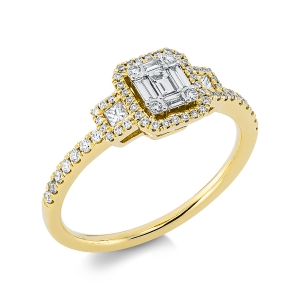 Ring  18kt Gelbgold Fassung rhodiniert mit 0,38ct Diamanten