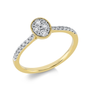 Ring  18kt Gelbgold Fassung rhodiniert mit 0,27ct Diamanten