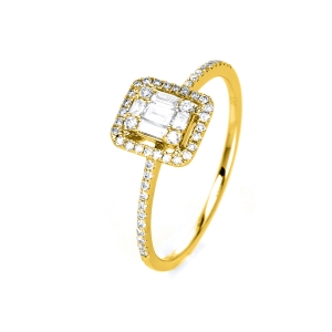 Ring  18kt Gelbgold Fassung rhodiniert mit 0,30ct Diamanten