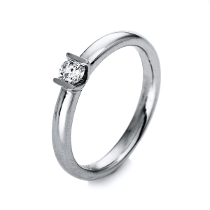 Solitaire Ring 4er-Krappe 18kt Weißgold mit 0,22ct Diamanten