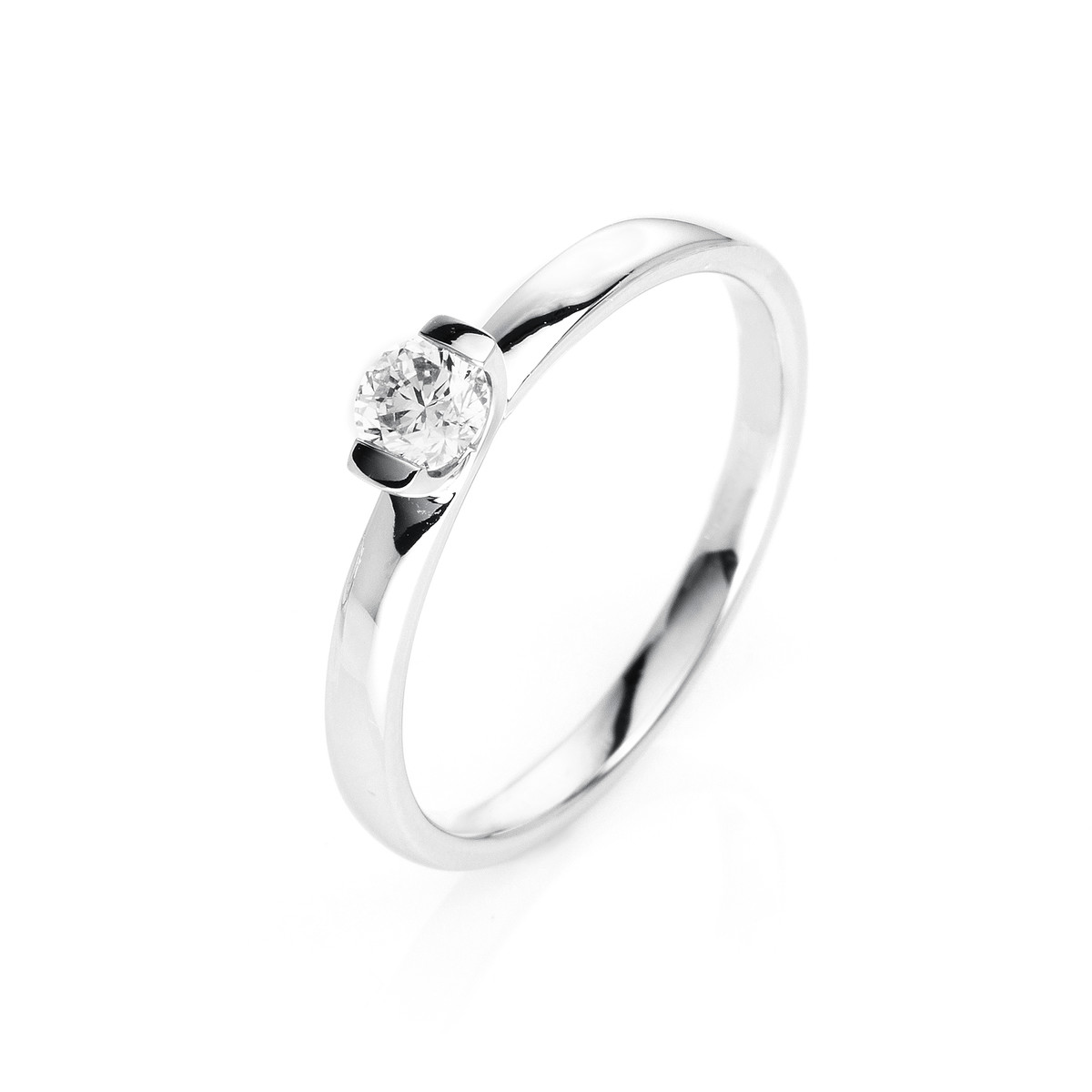 Solitaire Ring 2er-Krappe 14kt Weißgold mit 0,25ct Diamanten