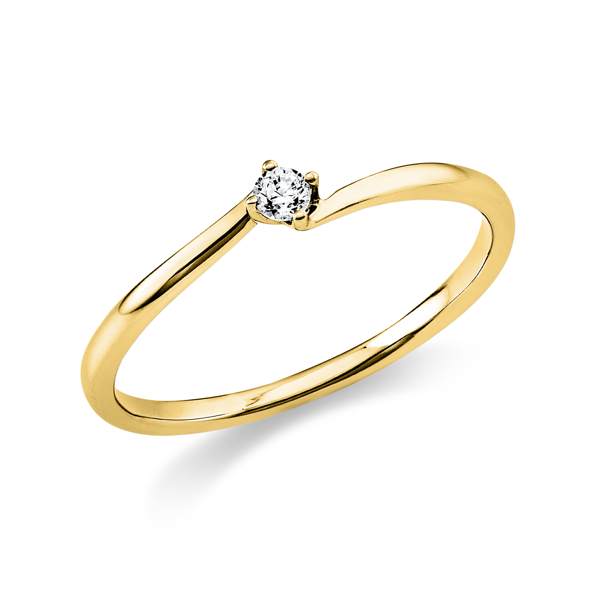 Solitaire Ring 4er-Krappe 18kt Gelbgold mit 0,05ct Diamanten