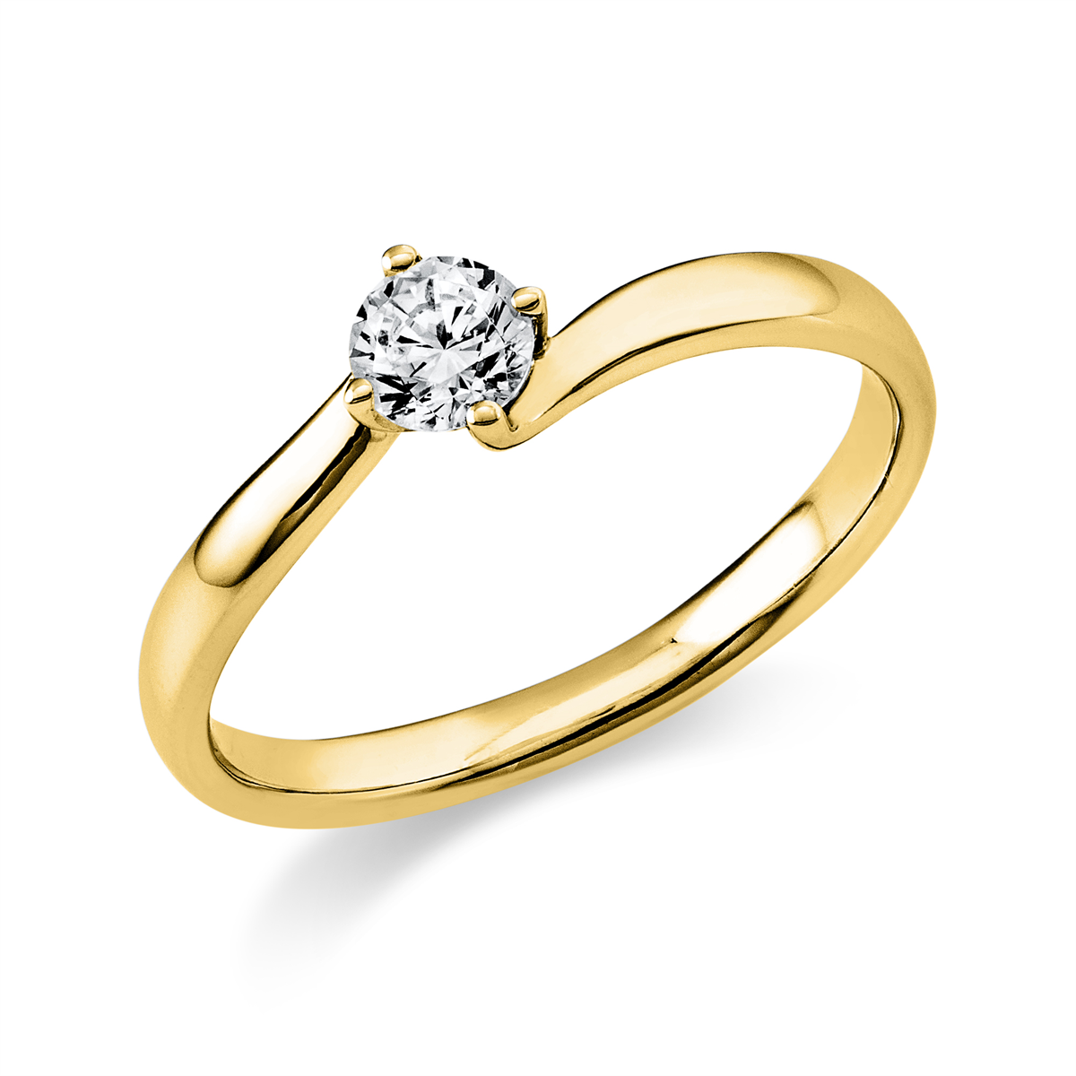 Solitaire Ring 4er-Krappe 14kt Gelbgold mit 0,25ct Diamanten