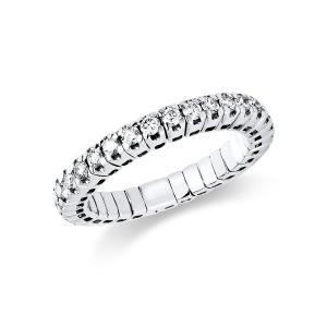 Infinity Memoire Ring 4er-Krappe 18kt Weißgold Flex-Band, Größe variabel mit 0,81ct Diamanten