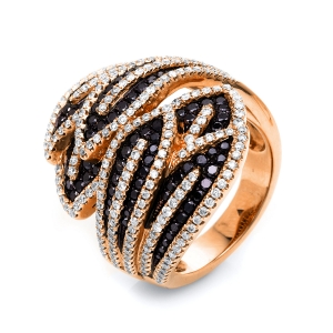 Ring  18kt Rotgold Fassung schwarz rhodiniert mit 1,82ct Diamanten