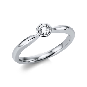 Solitaire Ring Zarge 14kt Weißgold mit 0,15ct Diamanten