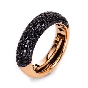 Pavé Ring  18kt Rotgold Fassung schwarz rhodiniert mit 1,09ct Diamanten